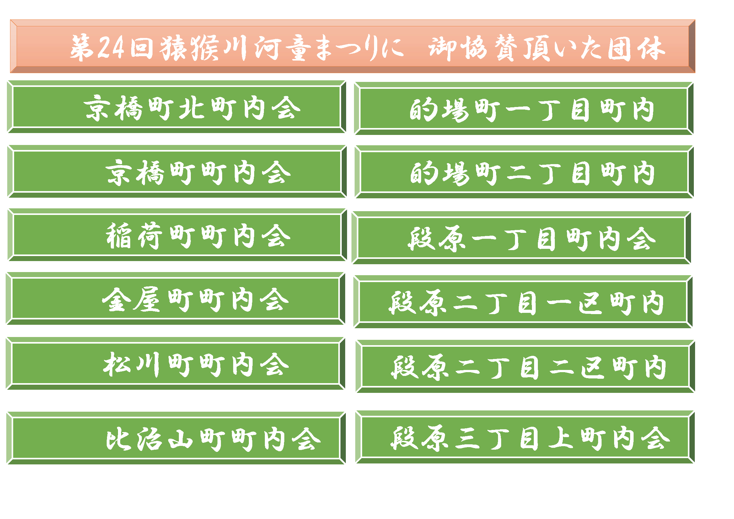 ご協賛団体・企業 | 猿猴川河童まつり